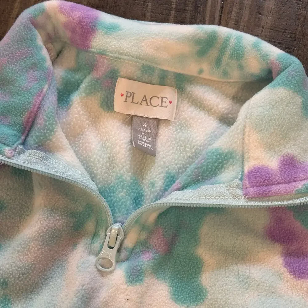 Children's Place Long Sleeve Tie Dye Microfleece Quarter Zip Pull over sz 4T